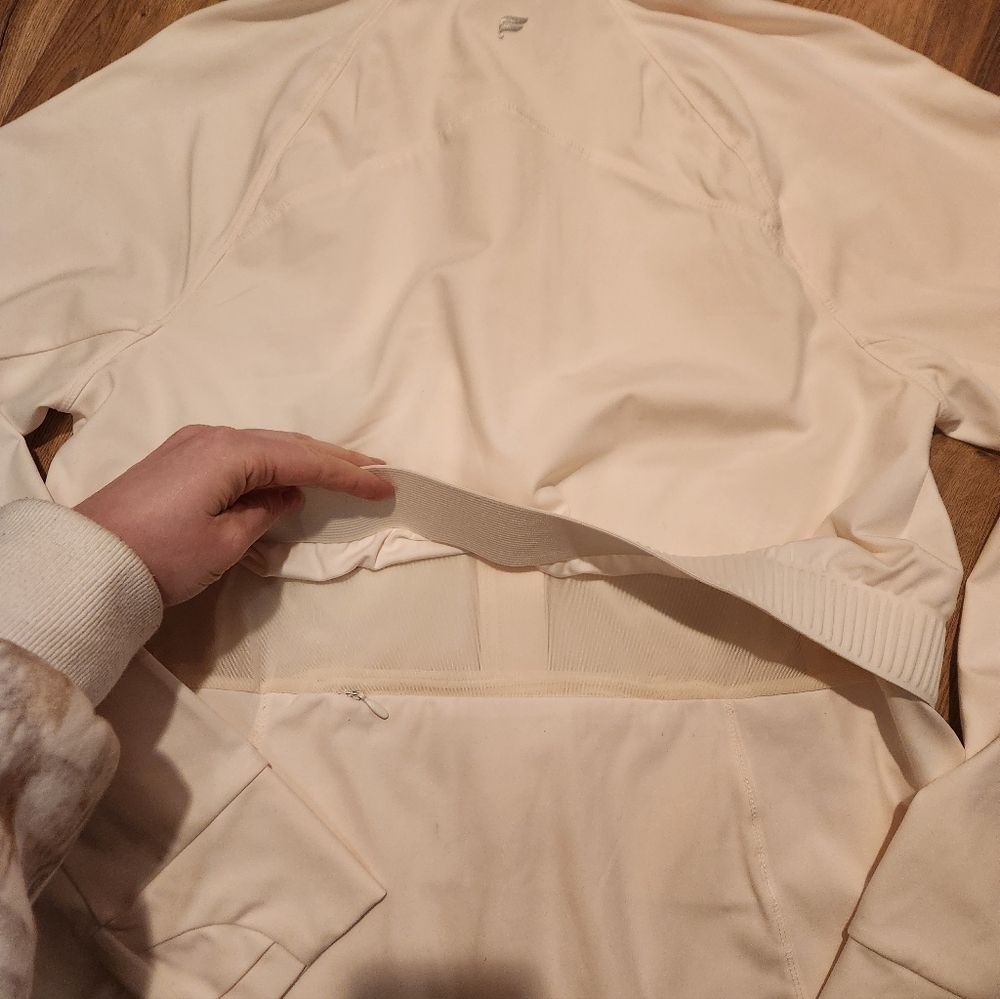 Fabletics Trinity Athletic Zip Jacket Cream Large - image 6